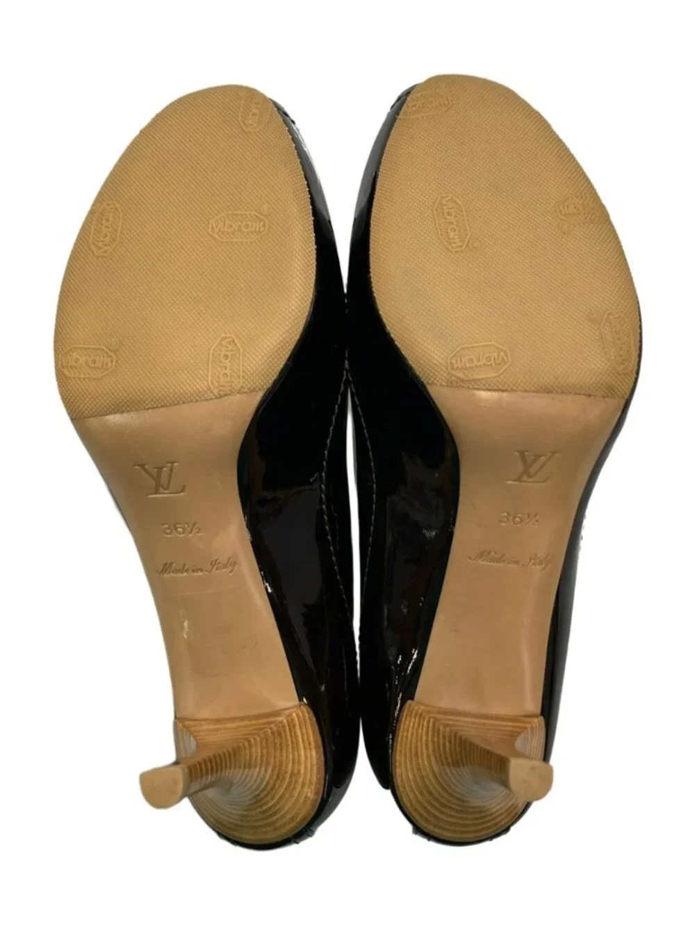 Louis Vuitton Damier Open Enamel Pumps SC 36.5 Heel